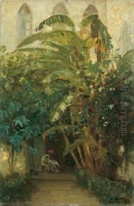 Palmen Vor Einer Moschee In Tunis. by Carl Wuttke