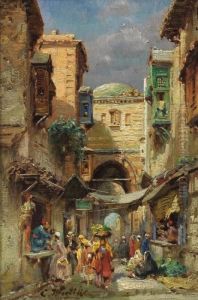 Strasenszene In Kairo by Carl Wuttke