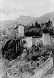 Ein Dorf Im Gebirge
(sudtirol?). by Carl Wuttke