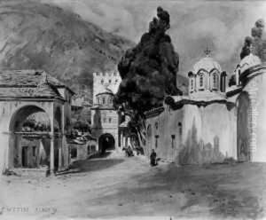 Klosteranlage Auf Dem Berg Athos. by Carl Wuttke