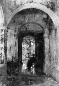 Im Vorraum Einer Kirche. by Carl Wuttke