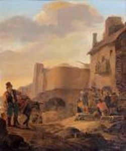Les Joueurs De Des Dans Une Rue De Village by Thomas Wyck