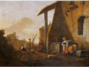 Paisaje Con Lavanderas Junto A Una Casa by Thomas Wyck