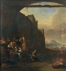 Scene De Marche Dans Un Port Mediterraneen by Thomas Wyck