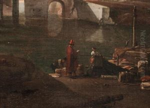 Italienische Landschaft Mit Grosser Bogenbrucke by Thomas Wyck