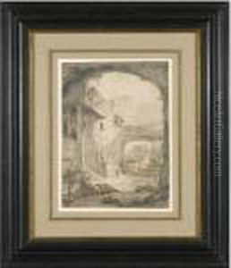 View In An Italianate Courtyard by Thomas Wyck