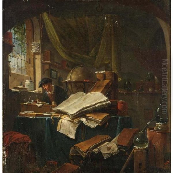 An Alchemist In His Study, A
Still Life Of Books, Pots And Pans And Books In The Foreground - view 1