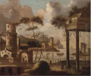 A Capriccio Of A Mediterranean Harbour With Shipping