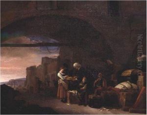Traders At A Mediterranean Port by Thomas Wyck