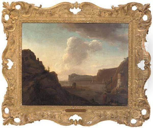 A Mountainous Harbour Landscape With Shipping - view 1