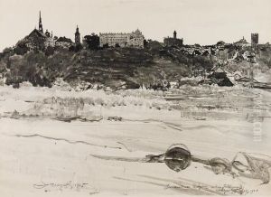 Widok Sandomierza Od Strony Wisly by Leon Wyczolkowski