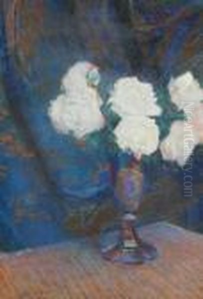 Still Life Of White Roses In A Vase - view 1