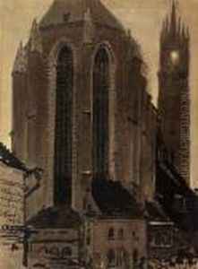 Widok Na Prezbiterium Kosciola Mariackiego W Krakowie - Nokturn by Leon Wyczolkowski