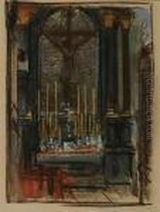 Oltarz Z Krucyfiksem Krolowej Jadwigi W Katedrze Wawelskiej by Leon Wyczolkowski