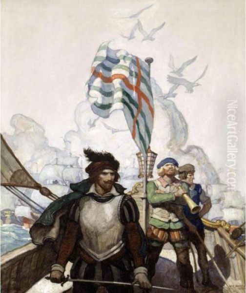 Legend Of The Expedition To Spain (essex Sails For Cadiz) - view 1