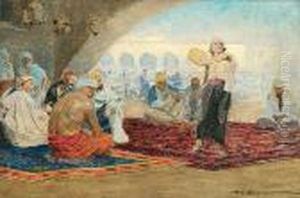 Scena Wschodnia. Tancerka Z Tamburynem by Feliks M. Wygrzywalski