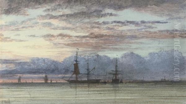 Shipping In A Calm, Sunset - view 1