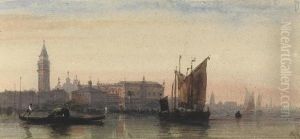 View Of The Doge's Palace And The Campanile, With The Domes Of St Mark's Beyond, Venice by William Wyld