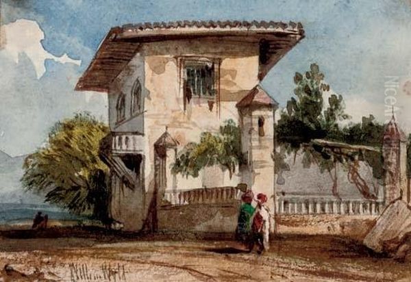 Figures Before An Italianate Villa - view 1
