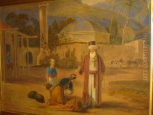 Figures Before A Turkish Mosque by William Wyld