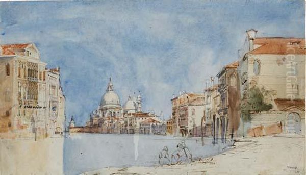 Vue Du Grand Canal A Venise,
L'eglise Santa Maria De La Salute Et La Pointe De La Dogana A
L'arriere-plan - view 1