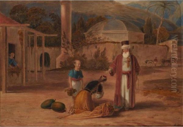 Priest Giving A Sermon Outside A Mosque - view 1