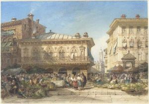 A Flower Market, Verona by William Wyld