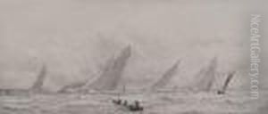 Racing Yachts Off The Coast by William Lionel Wyllie
