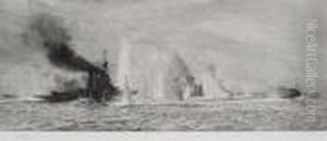 H.m.s. Tiger, Princess Royal, Lion, Warrior, Defence And Onslow At Jutland 1916 by William Lionel Wyllie
