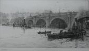 Old Waterloo Bridge From The South Bank by William Lionel Wyllie