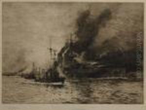 A Battleship Firing by William Lionel Wyllie