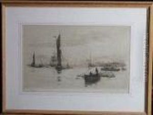 Ships And Small Vessels On The Thames by William Lionel Wyllie