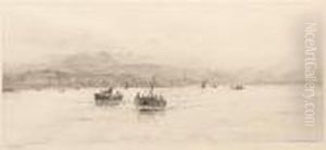 Fishing Boats Before A Busy Port by William Lionel Wyllie