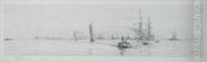 Shipping In Portsmouth Harbour by William Lionel Wyllie
