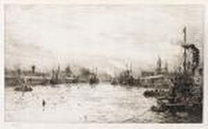 Busy Harbour Scene by William Lionel Wyllie
