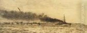 Battle Cruisers In A Line by William Lionel Wyllie