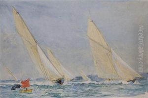 The Wyllie Family On The Beach Wimvaux, Northern France by William Lionel Wyllie