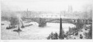View From Waterloo Bridge With Cleopatra's Needle by William Lionel Wyllie
