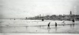 Children Playing Golf On The Beach At St Andrews by William Lionel Wyllie