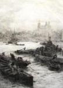 The Tower Of London From The Thames by William Lionel Wyllie