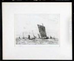A Lugger And Other Fishing Vessels In The Channel A Lugger And Other Fishing Vessels In The Channel