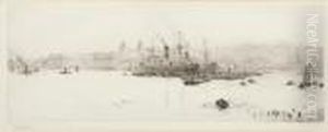 View Of The Thames At Greenwich by William Lionel Wyllie