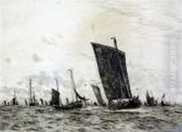 Fishing Boats At Sea - view 1