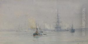 Shipping In An Estuary by William Lionel Wyllie