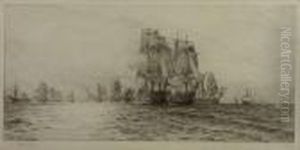 The Royal Sovereign Engaging The Santa Anna At The Battle Of Trafalgar by William Lionel Wyllie