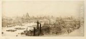 St Paul""s From Lambeth On The Thames by William Lionel Wyllie