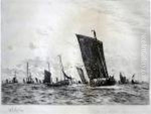 Fishing Boats At Sea by William Lionel Wyllie