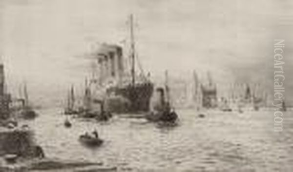 A Liner Entering Liverpool - view 1