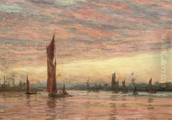 Thames's Barges At Sunset - view 1