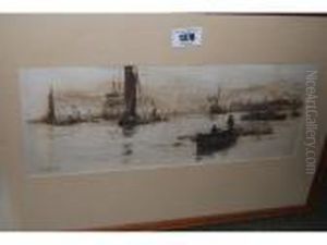 Engraving, Shipping Scene Engraving, Shipping Scene